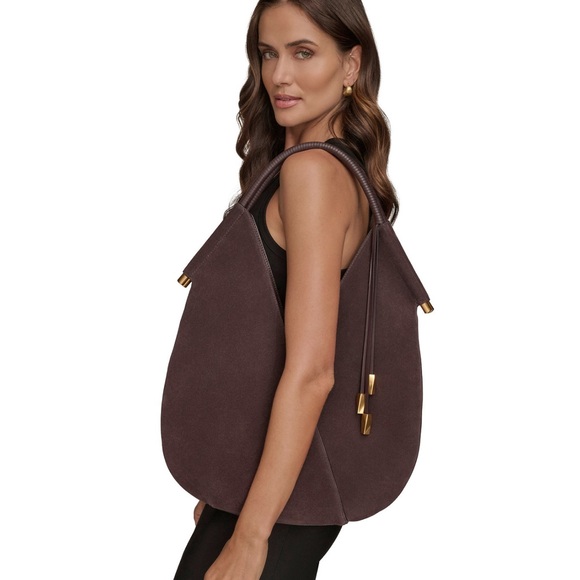 Donna Karan Chocolate Plum Large Suede Shoulder bag - Picture 6 of 6